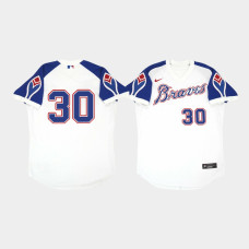 Kyle Wright Atlanta Braves White Men Home Cooperstown Collection 1974 Throwback Jersey