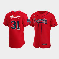 Official Men Atlanta Braves Authentic Greg Maddux Red 2021 World Series Champions Jersey