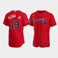 Official Men Atlanta Braves Authentic Ronald Acuna Jr. Red 2021 World Series Champions Jersey