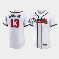 Official Men Atlanta Braves Authentic Ronald Acuna Jr. White 2021 World Series Champions Jersey