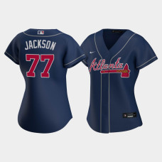 Women Atlanta Braves Luke Jackson #77 Navy Replica Nike 2020 Alternate Jersey