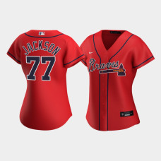 Women Atlanta Braves Luke Jackson #77 Red Replica Nike 2020 Alternate Jersey